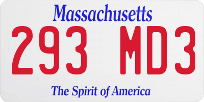 MA license plate 293MD3