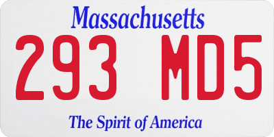 MA license plate 293MD5