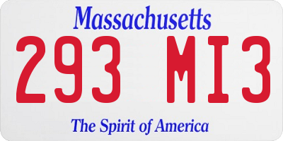 MA license plate 293MI3