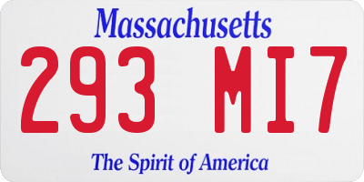 MA license plate 293MI7