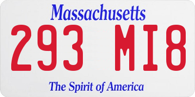 MA license plate 293MI8