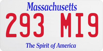 MA license plate 293MI9