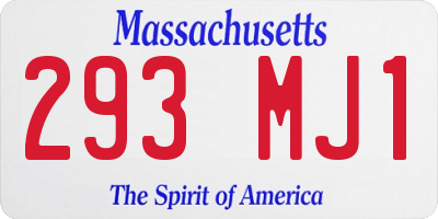 MA license plate 293MJ1