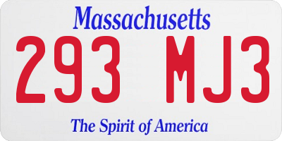 MA license plate 293MJ3