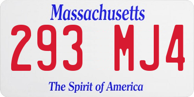 MA license plate 293MJ4