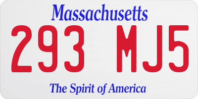 MA license plate 293MJ5