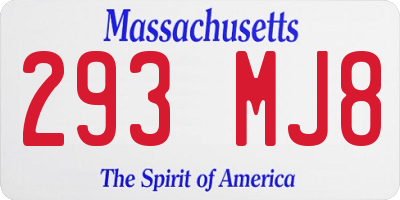 MA license plate 293MJ8