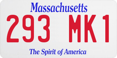 MA license plate 293MK1