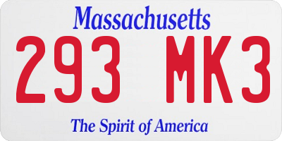 MA license plate 293MK3