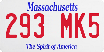 MA license plate 293MK5