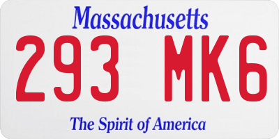 MA license plate 293MK6