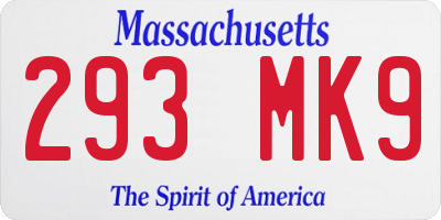 MA license plate 293MK9
