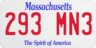 MA license plate 293MN3