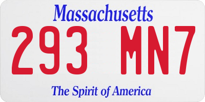 MA license plate 293MN7