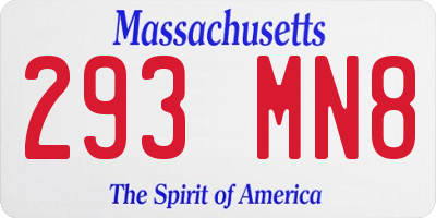MA license plate 293MN8