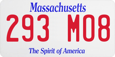 MA license plate 293MO8