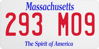 MA license plate 293MO9