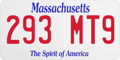 MA license plate 293MT9