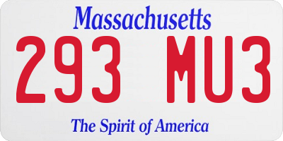 MA license plate 293MU3