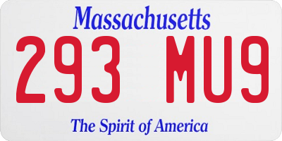 MA license plate 293MU9