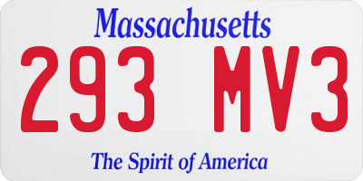 MA license plate 293MV3