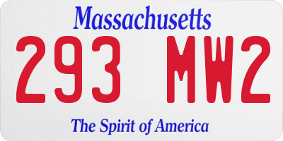 MA license plate 293MW2