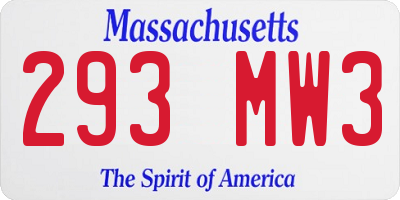 MA license plate 293MW3