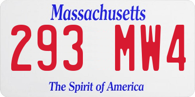MA license plate 293MW4