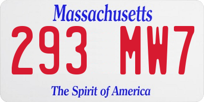 MA license plate 293MW7