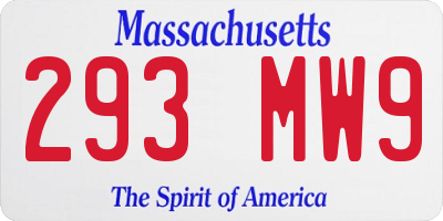 MA license plate 293MW9