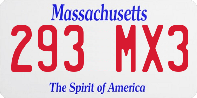 MA license plate 293MX3