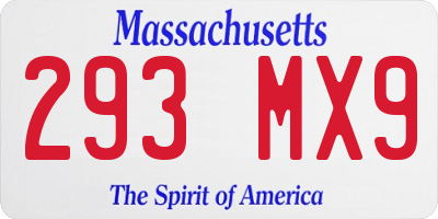 MA license plate 293MX9