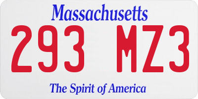 MA license plate 293MZ3