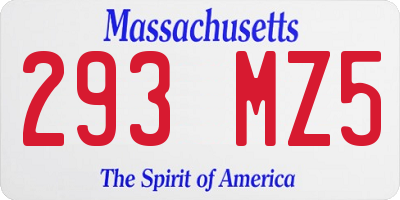 MA license plate 293MZ5