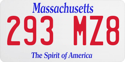 MA license plate 293MZ8