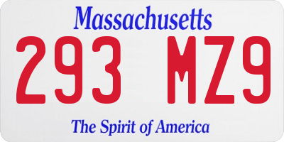 MA license plate 293MZ9