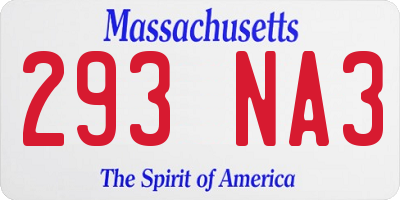 MA license plate 293NA3
