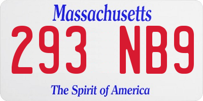 MA license plate 293NB9