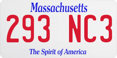 MA license plate 293NC3