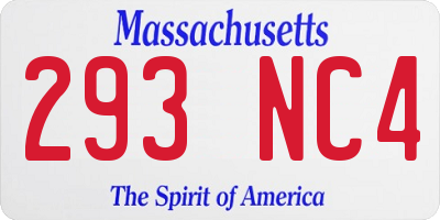 MA license plate 293NC4