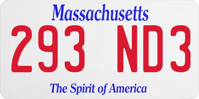 MA license plate 293ND3