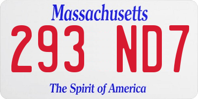 MA license plate 293ND7
