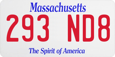 MA license plate 293ND8