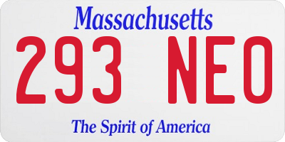 MA license plate 293NE0