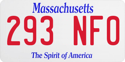 MA license plate 293NF0