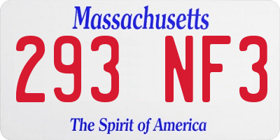 MA license plate 293NF3