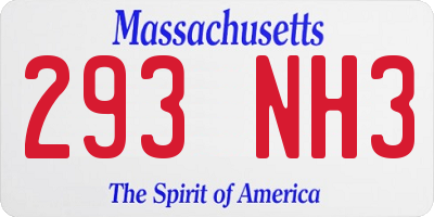 MA license plate 293NH3