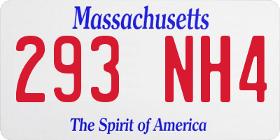 MA license plate 293NH4