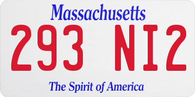 MA license plate 293NI2