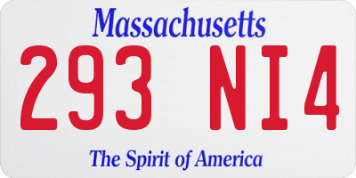 MA license plate 293NI4
